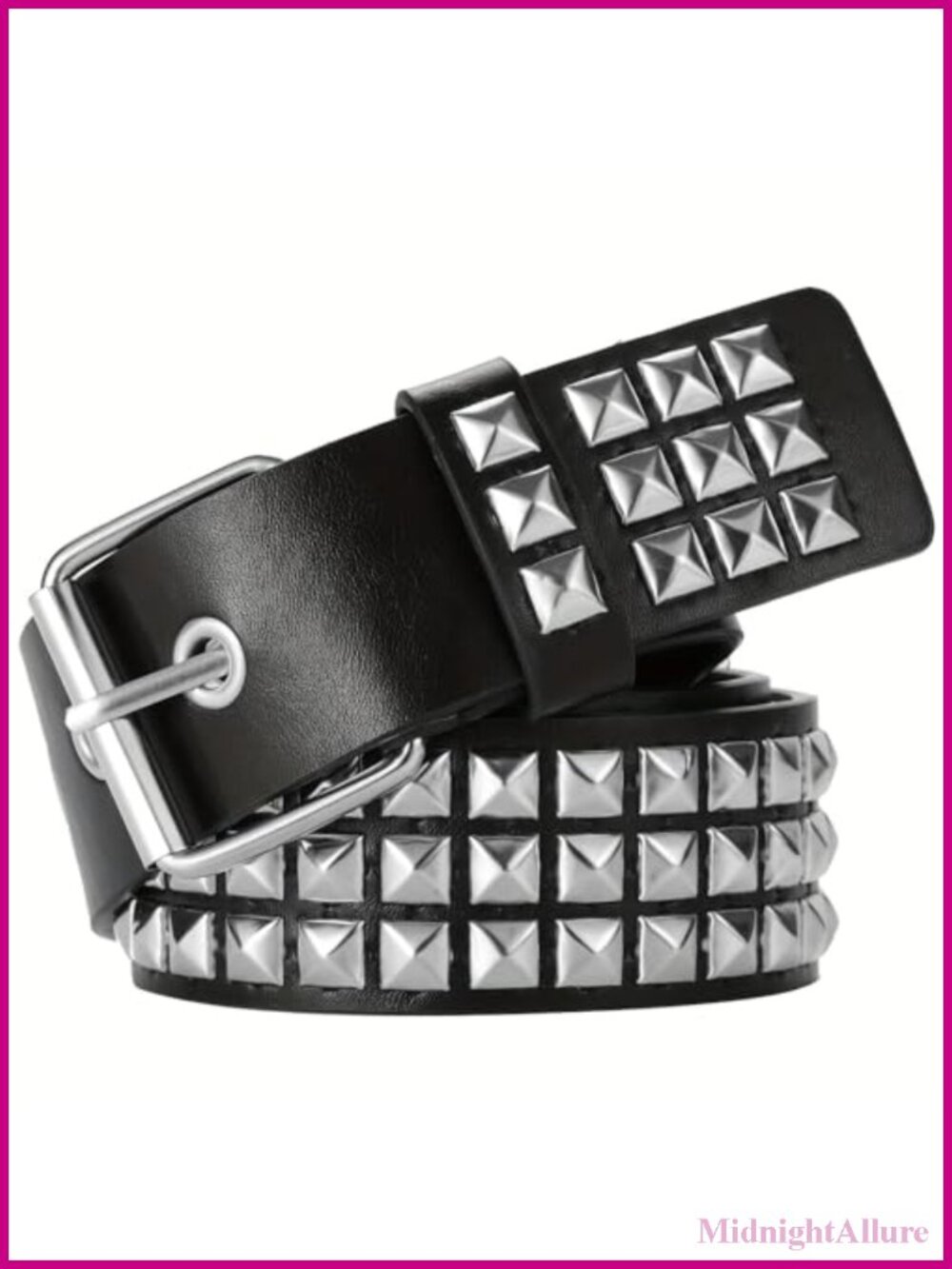 Punk Rock Studded Belt with Pyramid Rivets Adjustable Unisex Goth